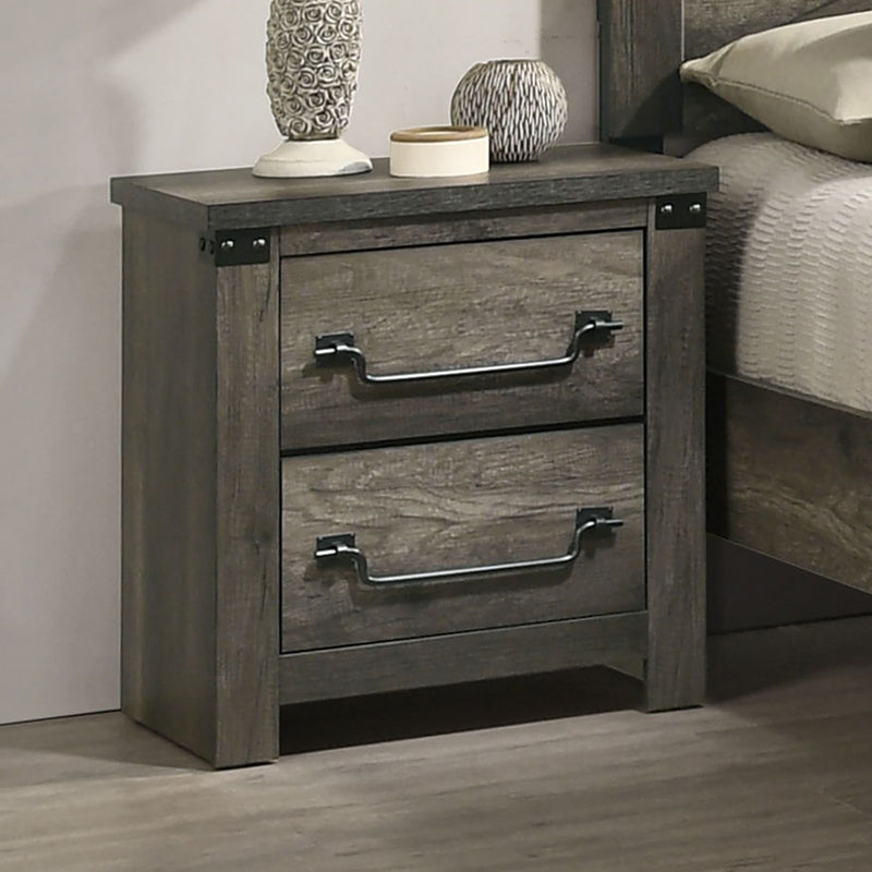 Nightstand, 2 Drawer Storage - Gray