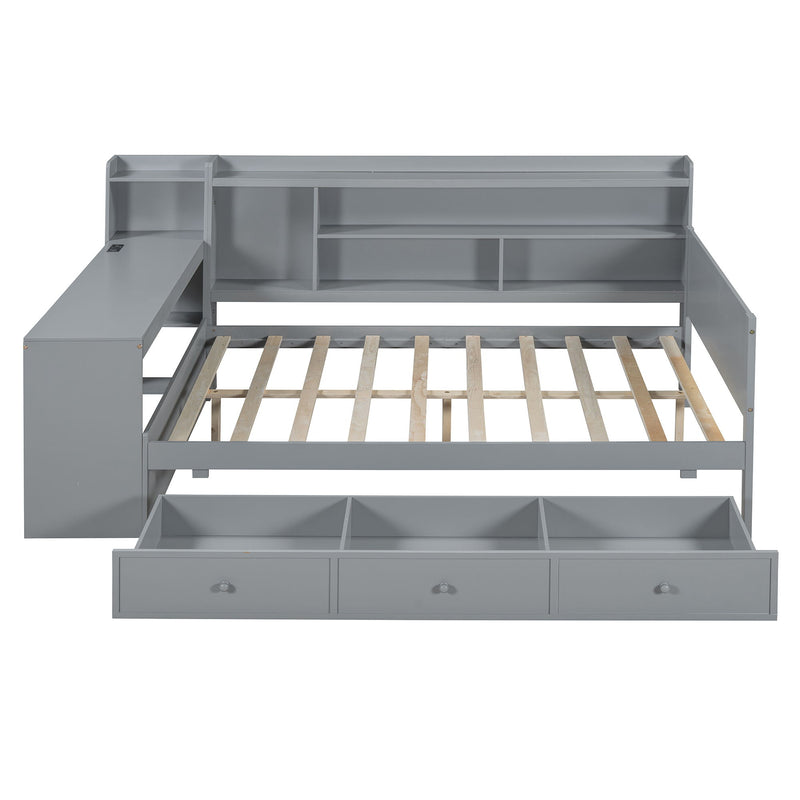 Daybed With 3 Drawers USB Ports And Desk