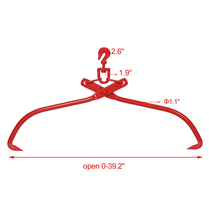 Heavy Duty Log Lifting Tongs Grapple Timber Claw - Red