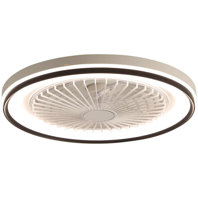 RGB Dimmable LED Enclosed Ceiling Fan With Light Flush Mount Bladeless, 6 Speed, Remote Control - White