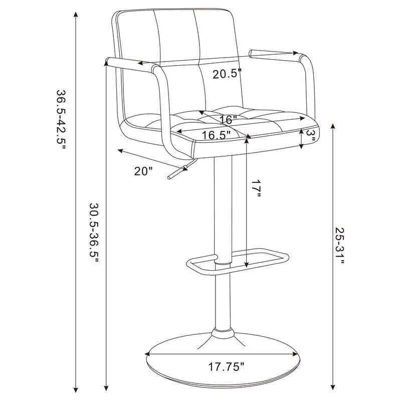 Letitia - Adjustable Height Bar Stool - White