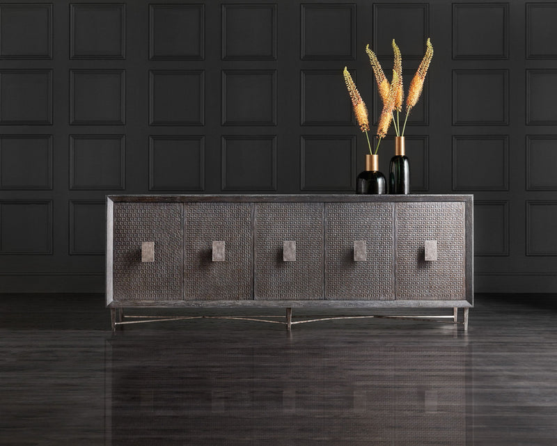 Melange - Keenan 5-Door Credenza - Dark Brown / Dark Gray