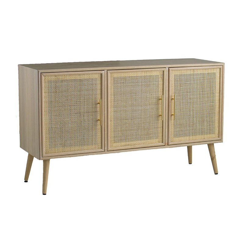 Wooden Accent TV Cabinet With 3 Doors - Brown
