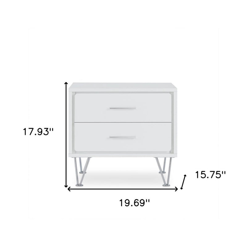 18" Brown Wood Two Drawer Nightstand