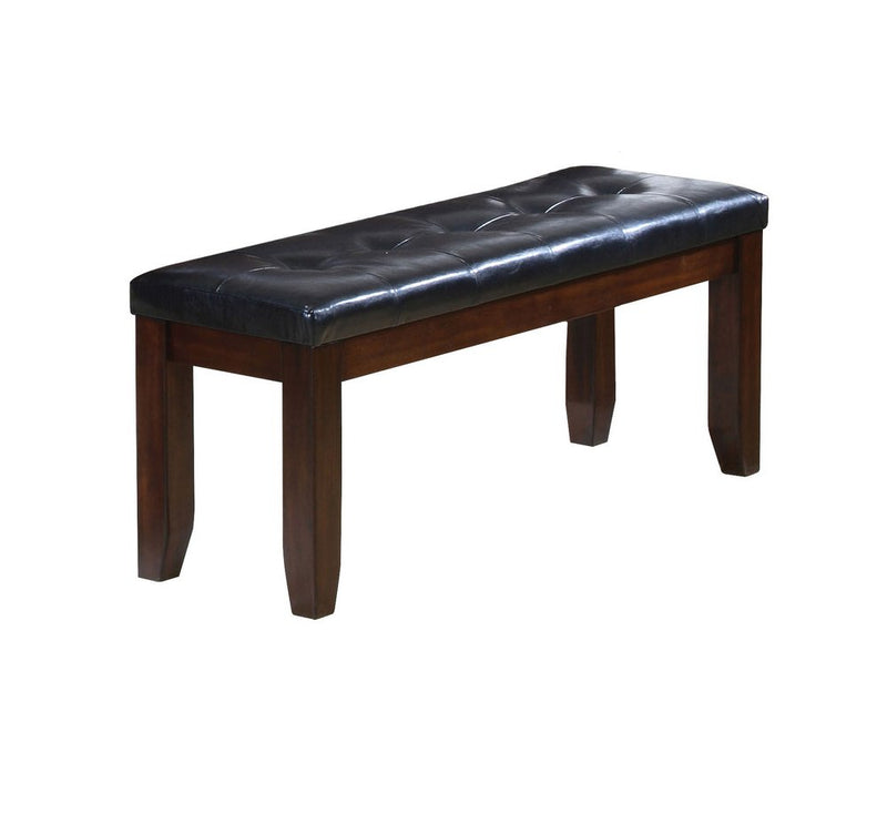 48" Black And Dark Brown Tufted Faux Leather And Solid Wood Upholstered Bench