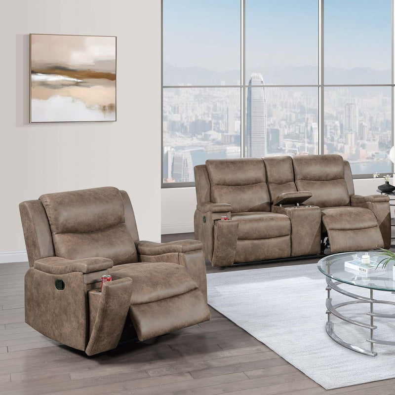 Modern Manual Motion Living Room Set With Hidden Cup Holders
