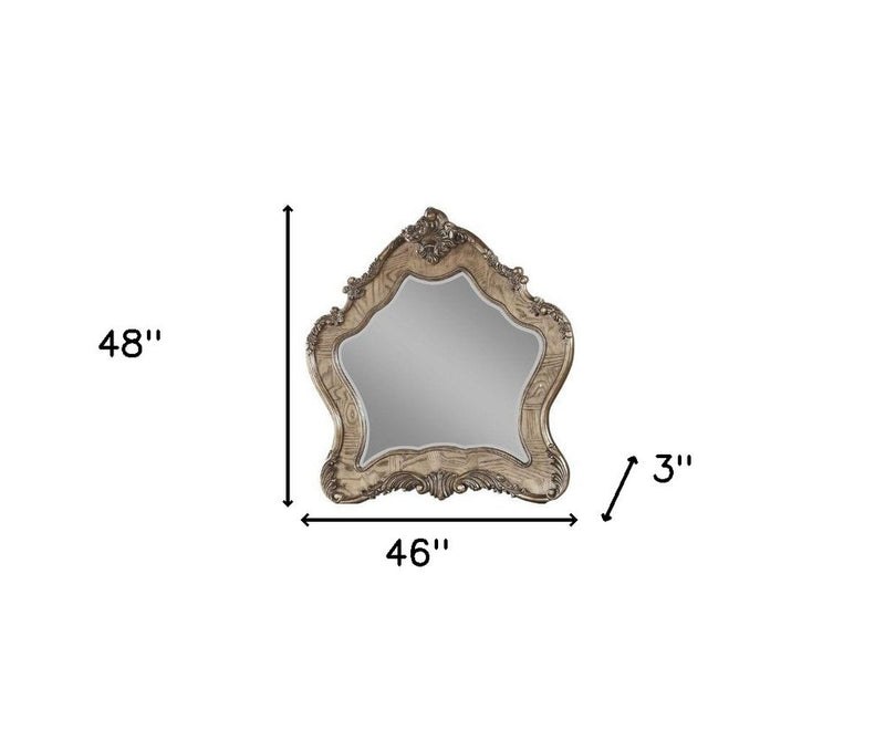 48" Oak Abstract Wood Framed Mounted Dresser Mirror