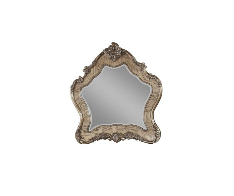 48" Oak Abstract Wood Framed Mounted Dresser Mirror