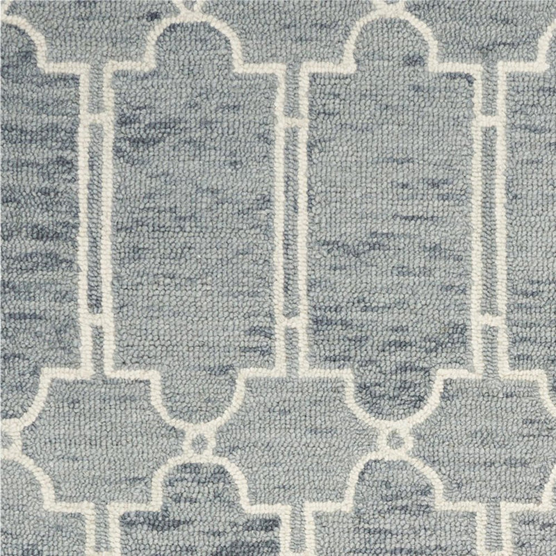 8' X 10' Slate Blue And Ivory Wool Geometric Hand Tufted Area Rug