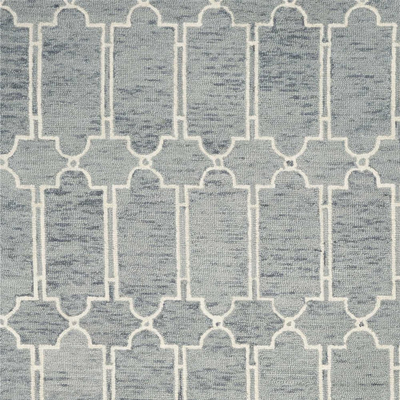 8' X 10' Slate Blue And Ivory Wool Geometric Hand Tufted Area Rug