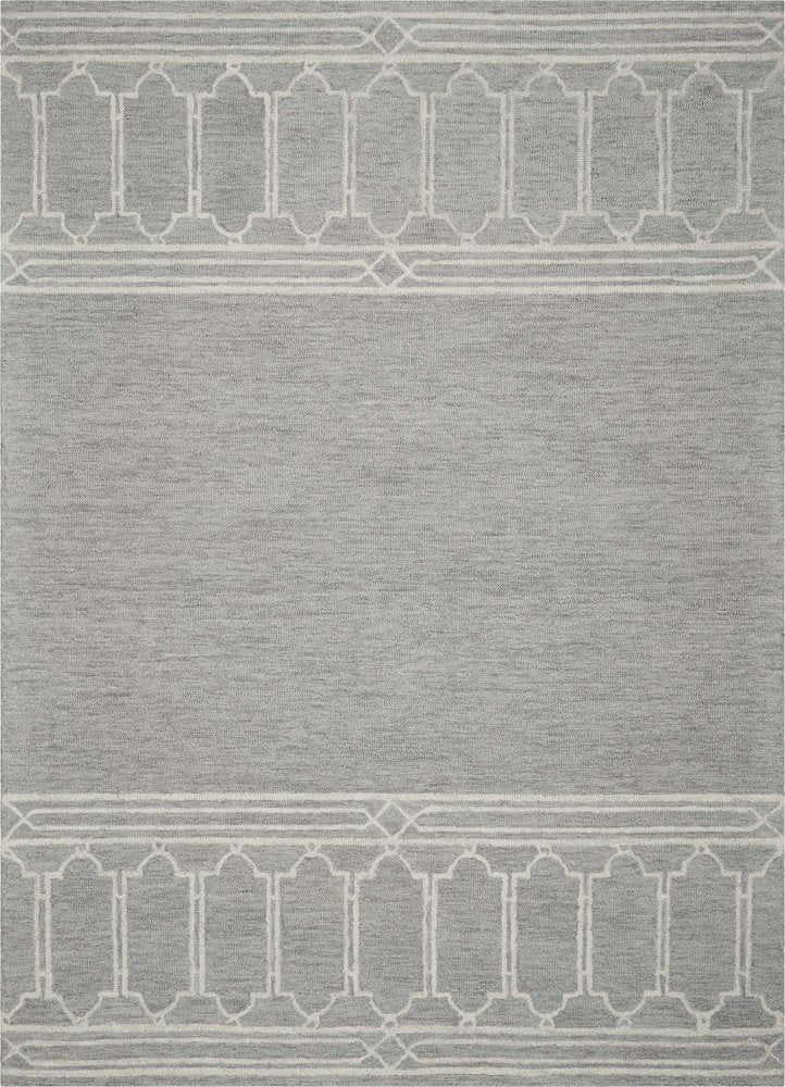 8' X 10' Gray And Ivory Wool Geometric Hand Tufted Area Rug