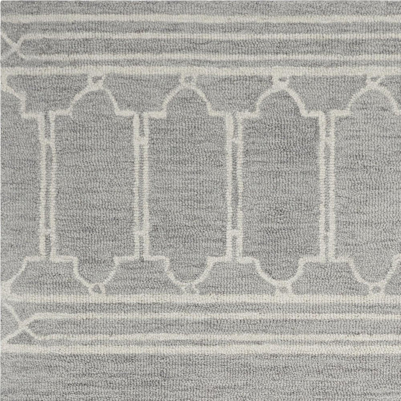 8' X 10' Gray And Ivory Wool Geometric Hand Tufted Area Rug