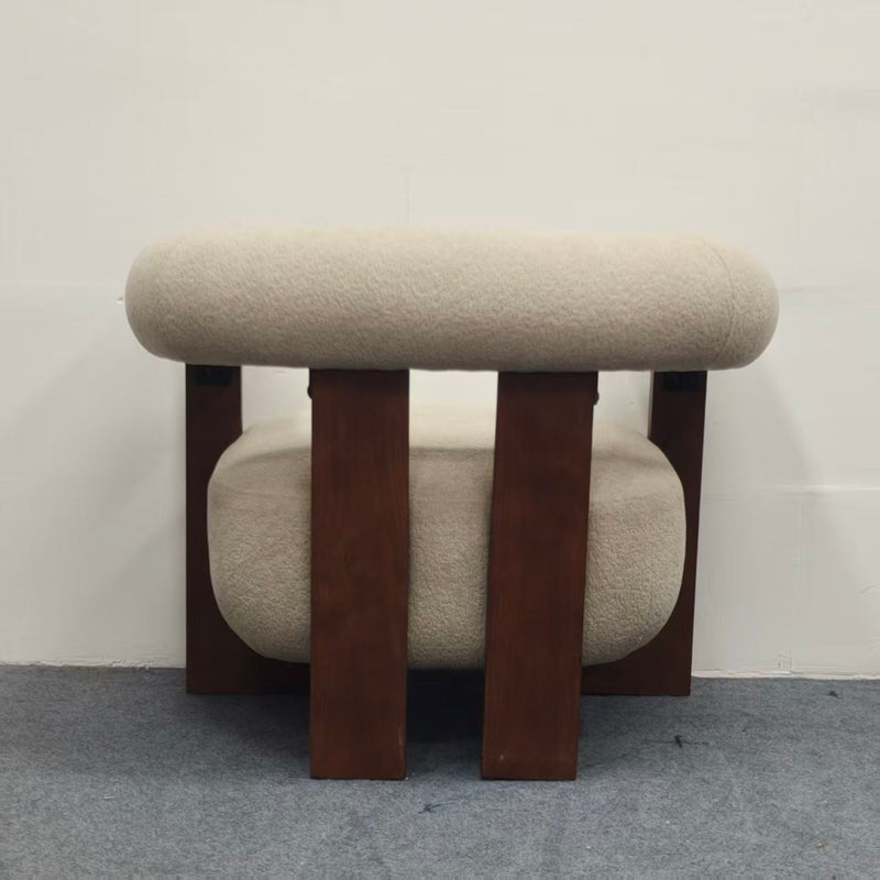 C - Shaped Chunky Arm Accent Chair - Beige / Brown