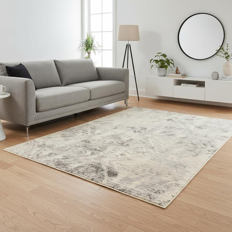 7' X 9' Gray And Ivory Diamond Area Rug