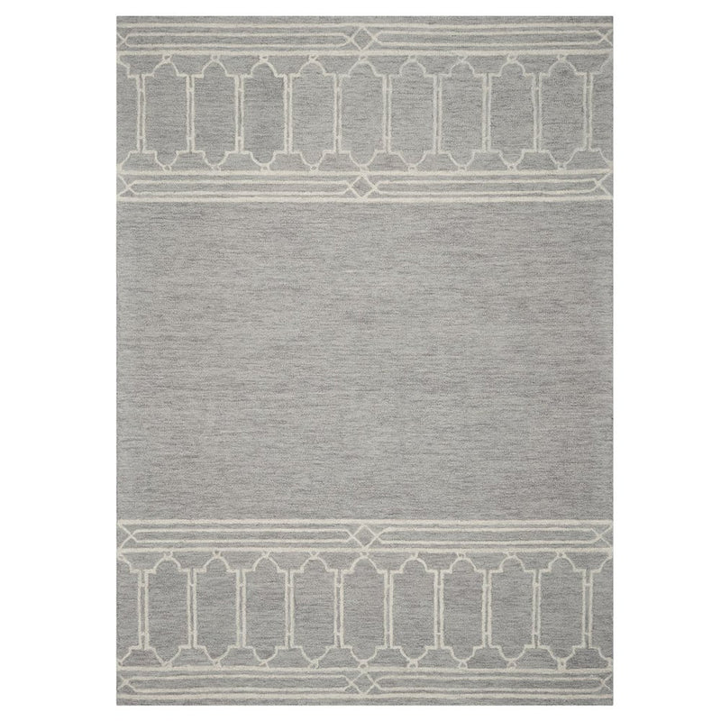 8' X 10' Gray And Ivory Wool Geometric Hand Tufted Area Rug