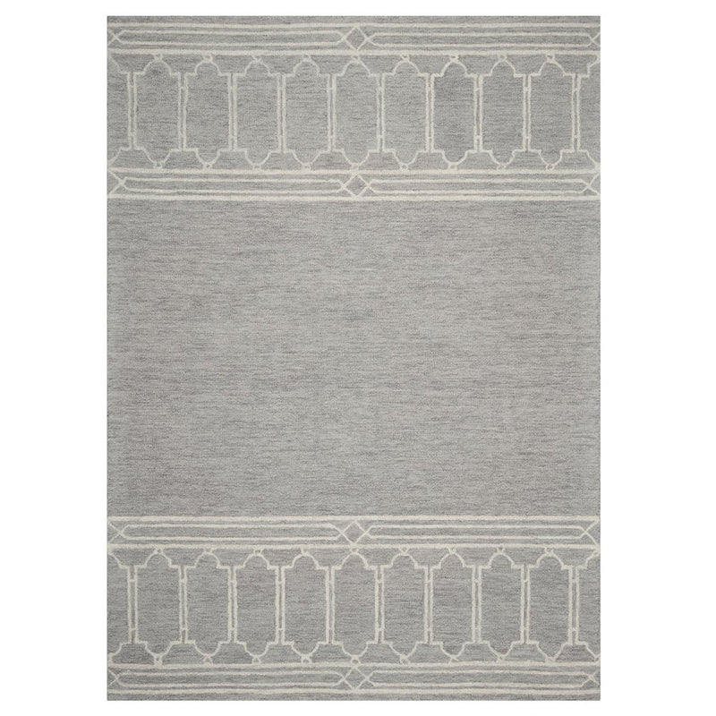 8' X 10' Gray And Ivory Wool Geometric Hand Tufted Area Rug