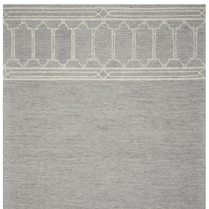 8' X 10' Gray And Ivory Wool Geometric Hand Tufted Area Rug
