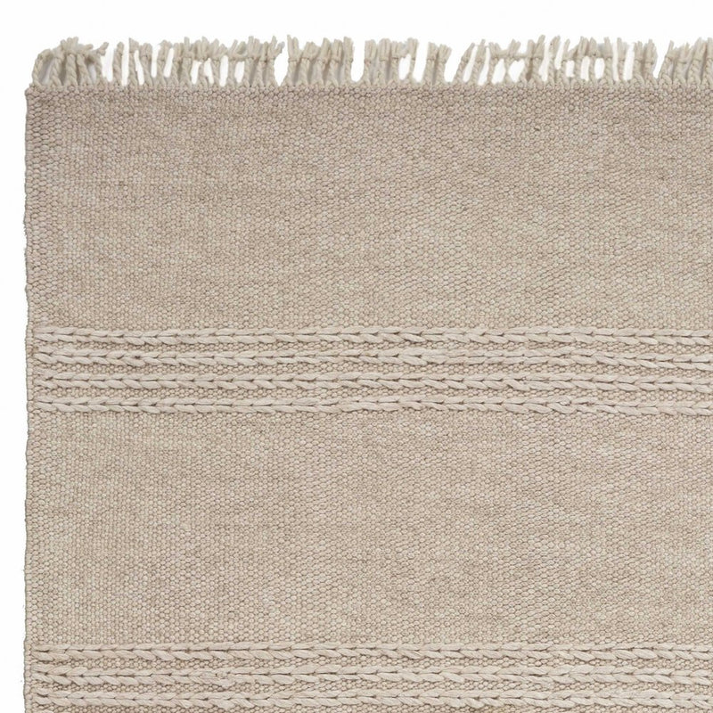 7' X 9' Beige Wool Hand Woven Area Rug