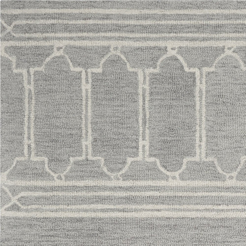 8' X 10' Gray And Ivory Wool Geometric Hand Tufted Area Rug