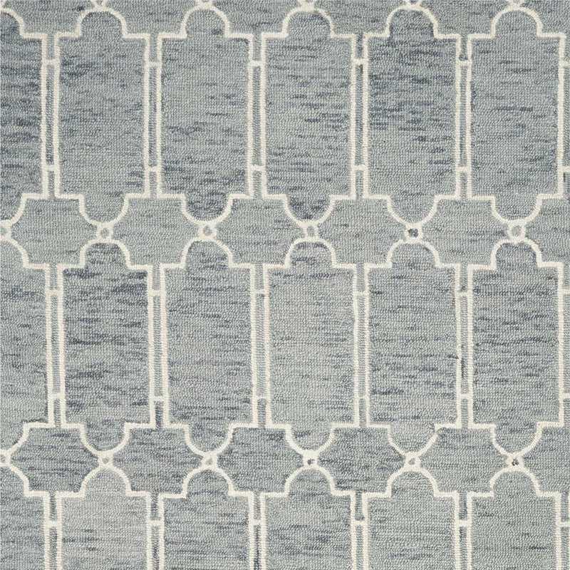 8' X 10' Slate Blue And Ivory Wool Geometric Hand Tufted Area Rug