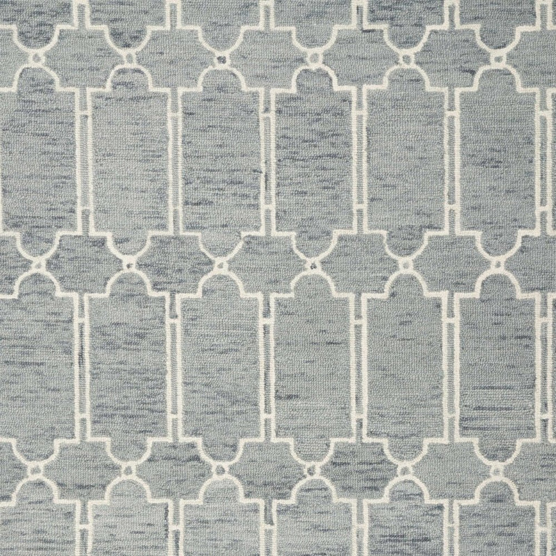 8' X 10' Slate Blue And Ivory Wool Geometric Hand Tufted Area Rug