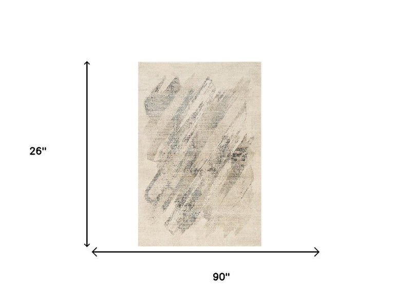 8' X 10' Gray And Ivory Abstract Area Rug