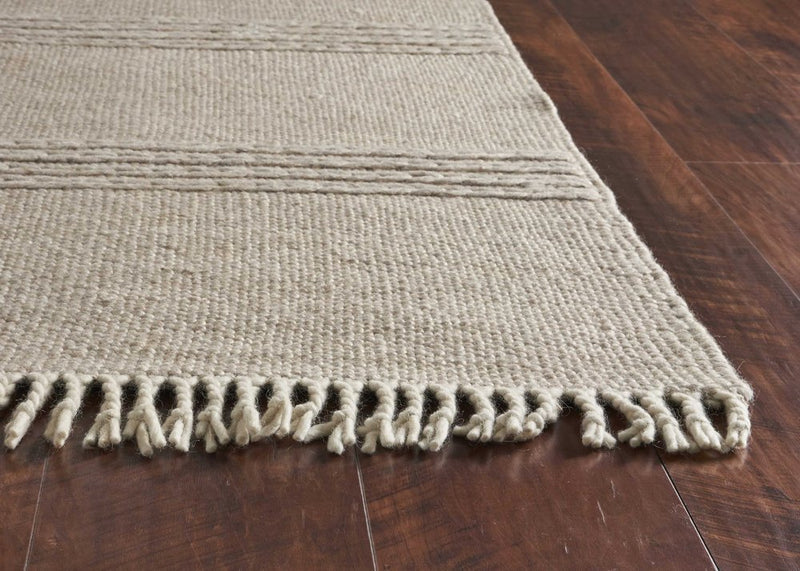 7' X 9' Beige Wool Hand Woven Area Rug
