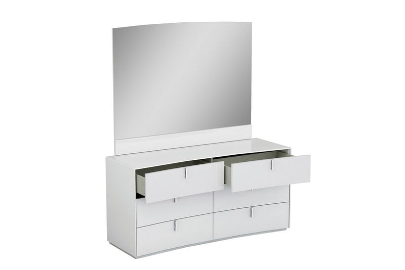 62" White Wood Six Drawer Double Dresser