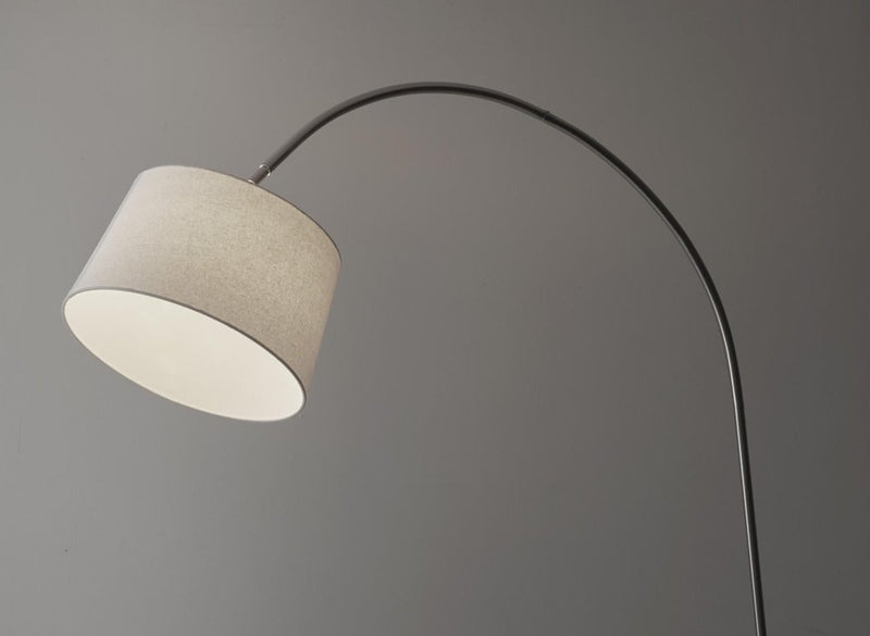 83" Silver Arc Floor Lamp With White Linen Empire Shade
