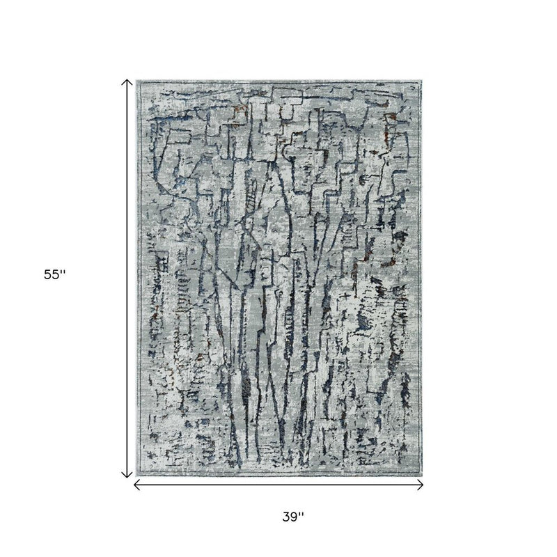 3' X 5' Grey Abstract Lines Area Rug