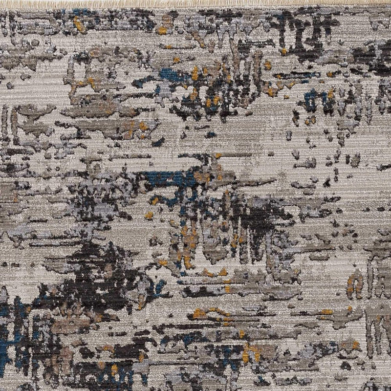 5' X 8' Gray Black And Gold Abstract Distressed Area Rug