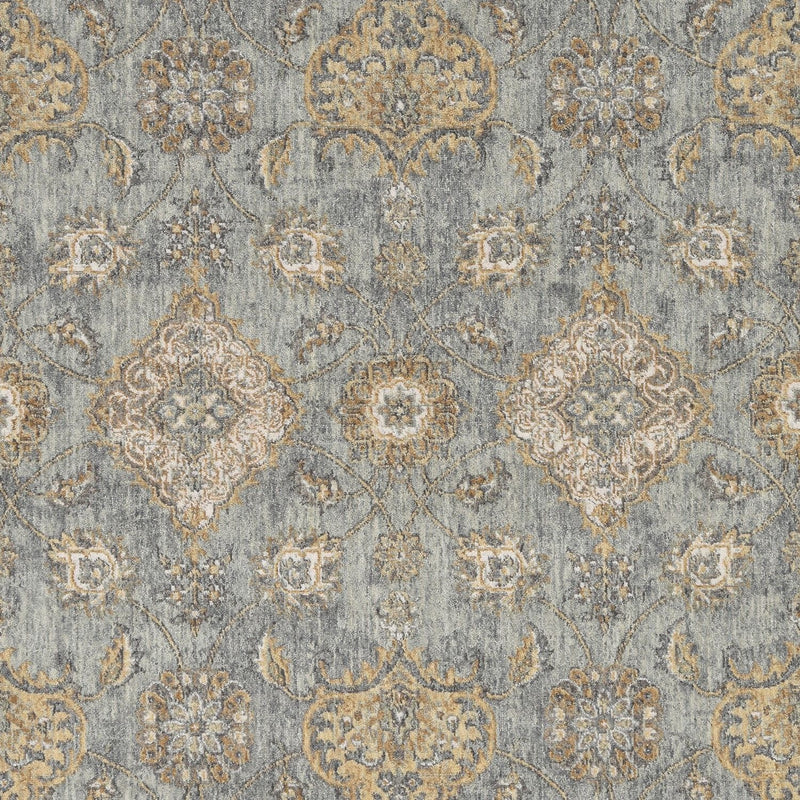 8' Sage Orange And White Wool Floral Distressed Runner Rug