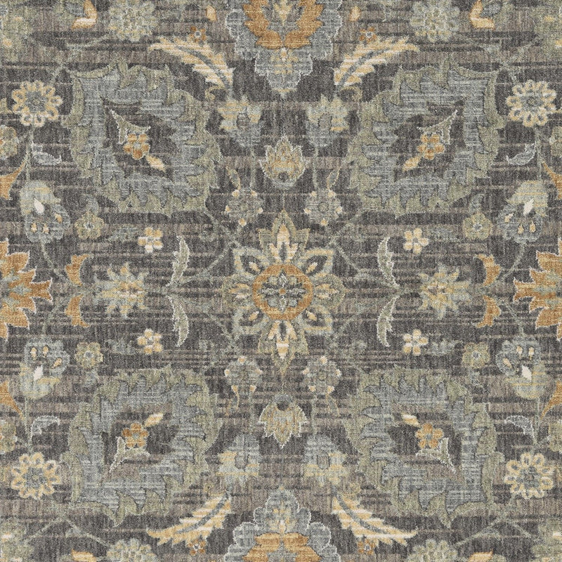 9' Taupe Orange And Gray Wool Floral Distressed Round Rug