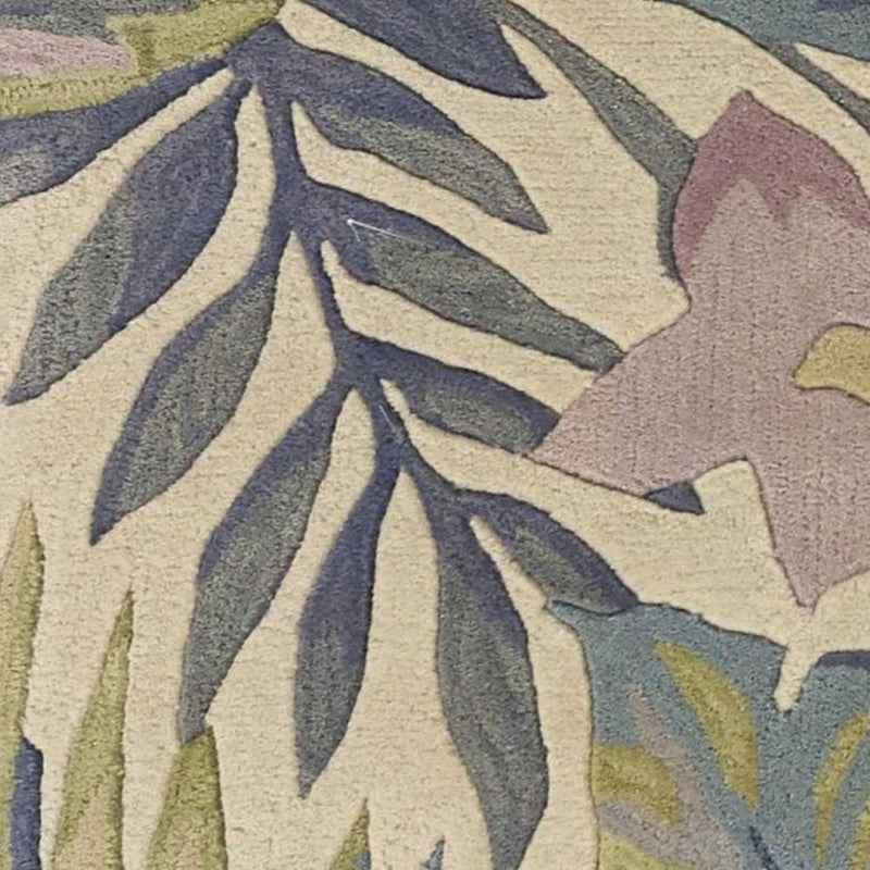 8' Green Pink And Purple Wool Tropical Botanical Hand Tufted Runner Rug