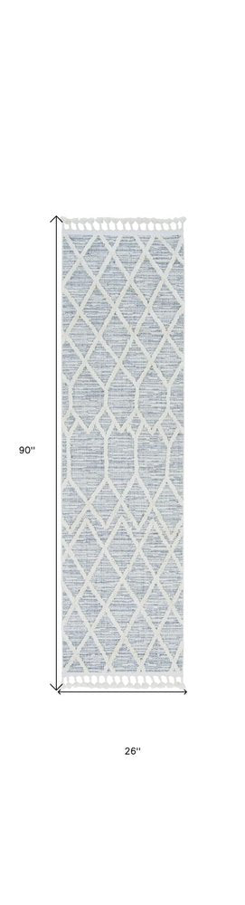 8' Gray and Ivory Abstract Runner Rug