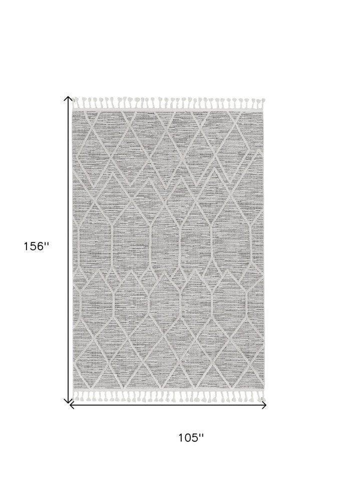 8' Gray and Ivory Abstract Runner Rug