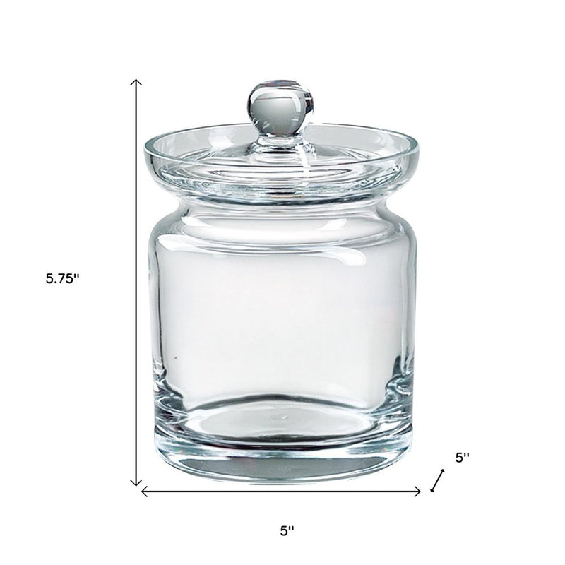 6" Clear Mouth Blown Crystal Biscuit Jar