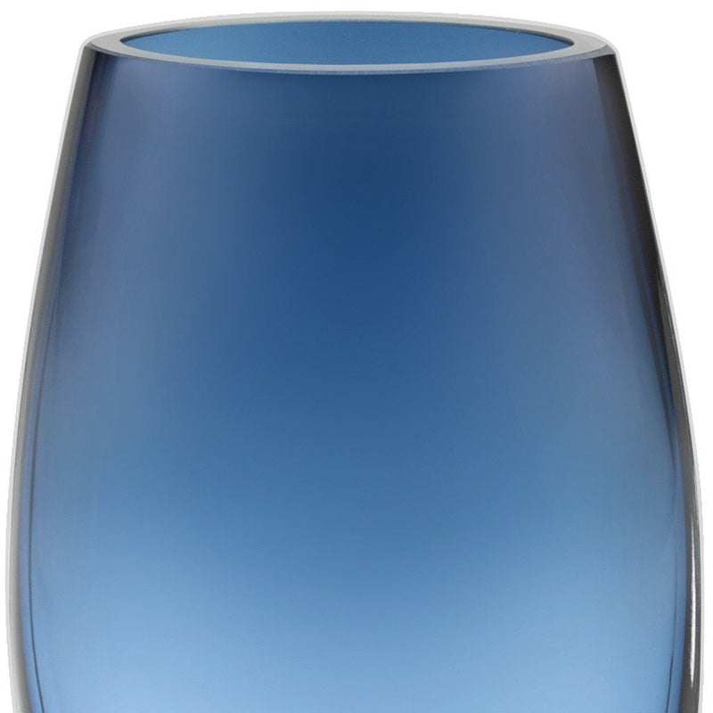 8" Midnight Blue And Clear Oval Lead Free Crystal Table Vase