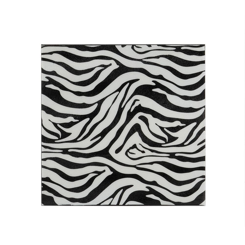 12" Black And White Zebra Iron And Resin Square Hanging Wall Tile