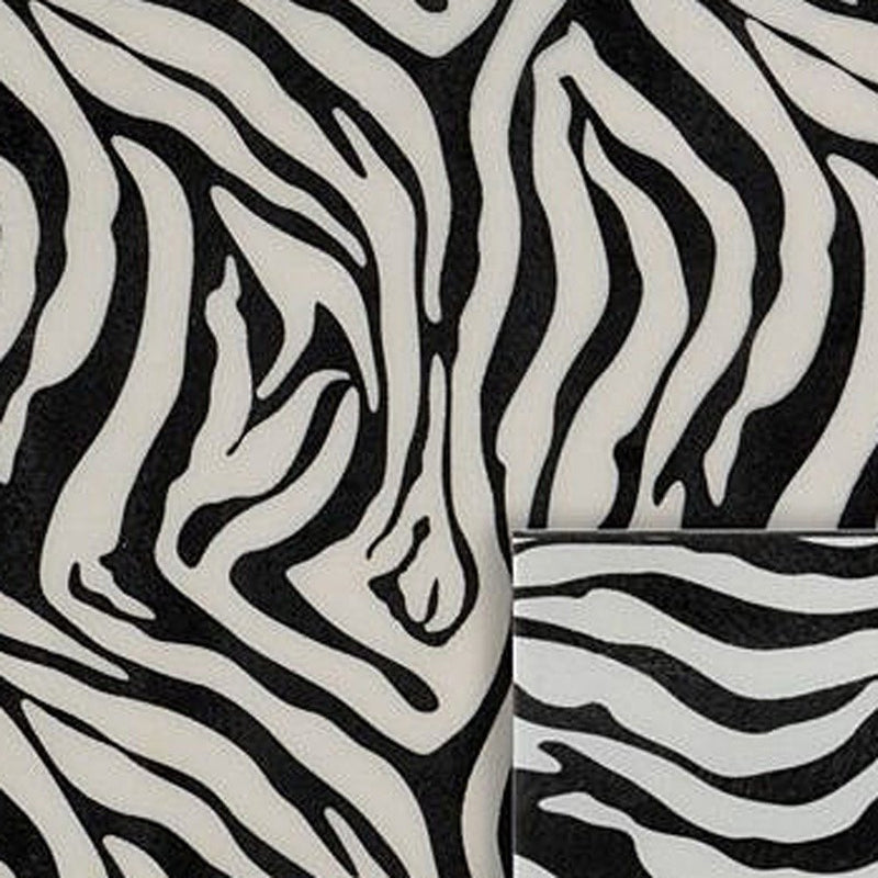 12" Black And White Zebra Iron And Resin Square Hanging Wall Tile