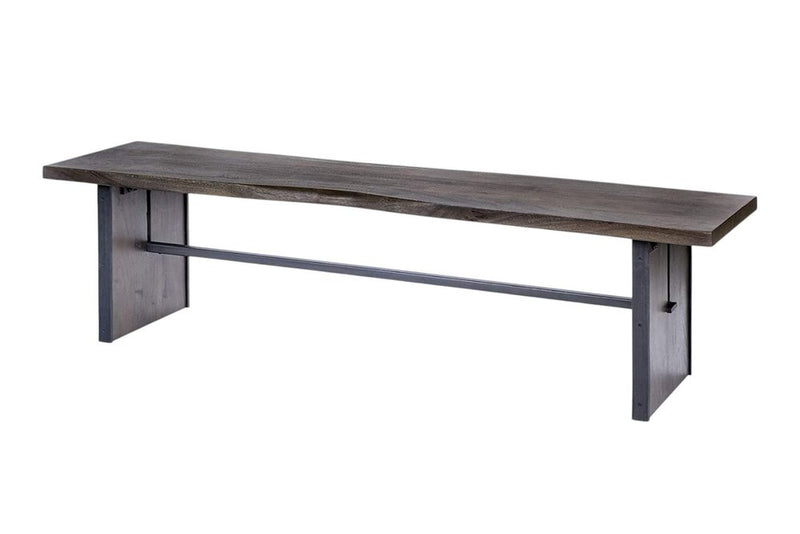 70" Brown Iron And Solid Wood and Solid Wood Live Edge Dining Bench
