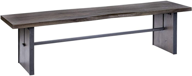 70" Brown Iron And Solid Wood and Solid Wood Live Edge Dining Bench