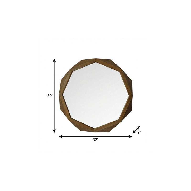 32" Brown Solid Wood Octagon Framed