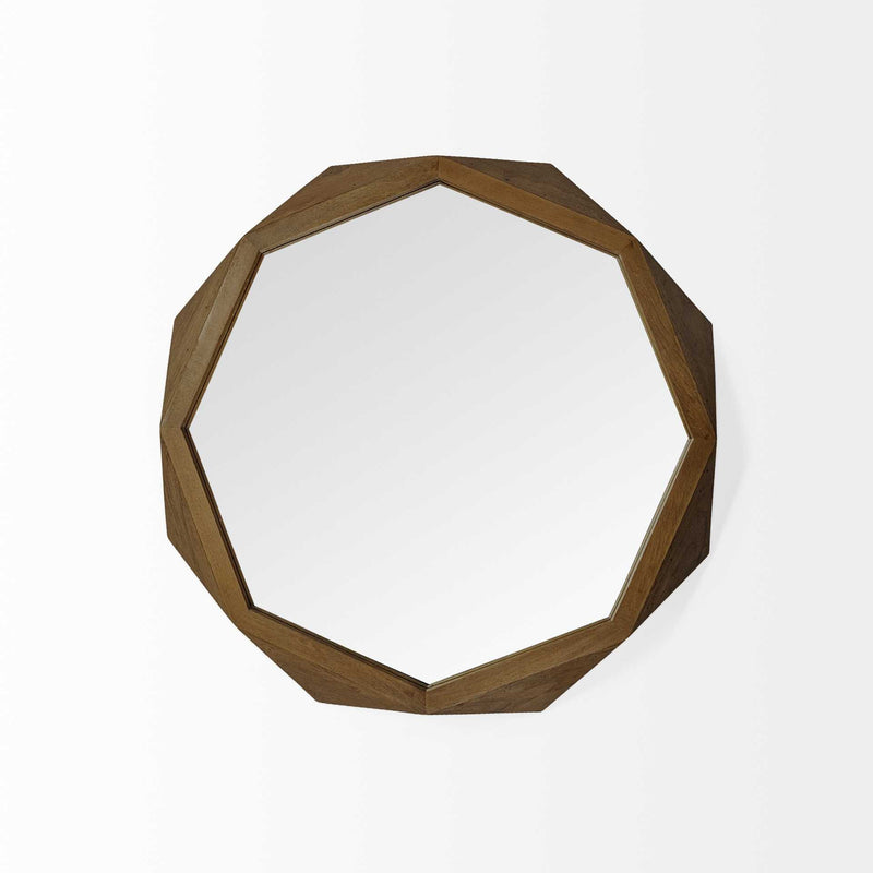 32" Brown Solid Wood Octagon Framed