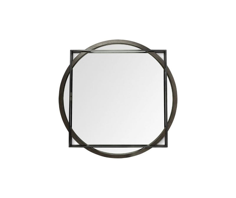 46" Black Abstract Metal Framed Accent Mirror