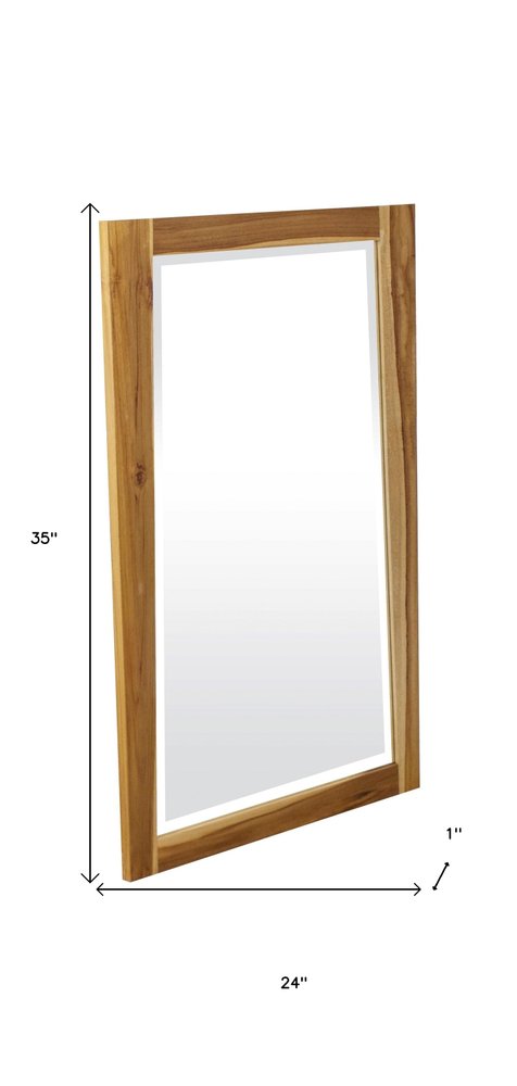 35" Brown Wood Accent Mirror