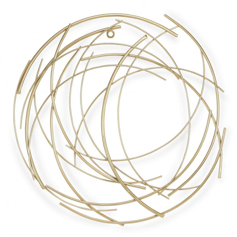 26" Gold Metal Abstract Round Hanging Wall Art Decor