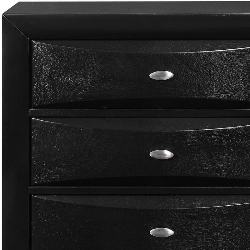 32" Black Solid Wood Five Drawer Dresser