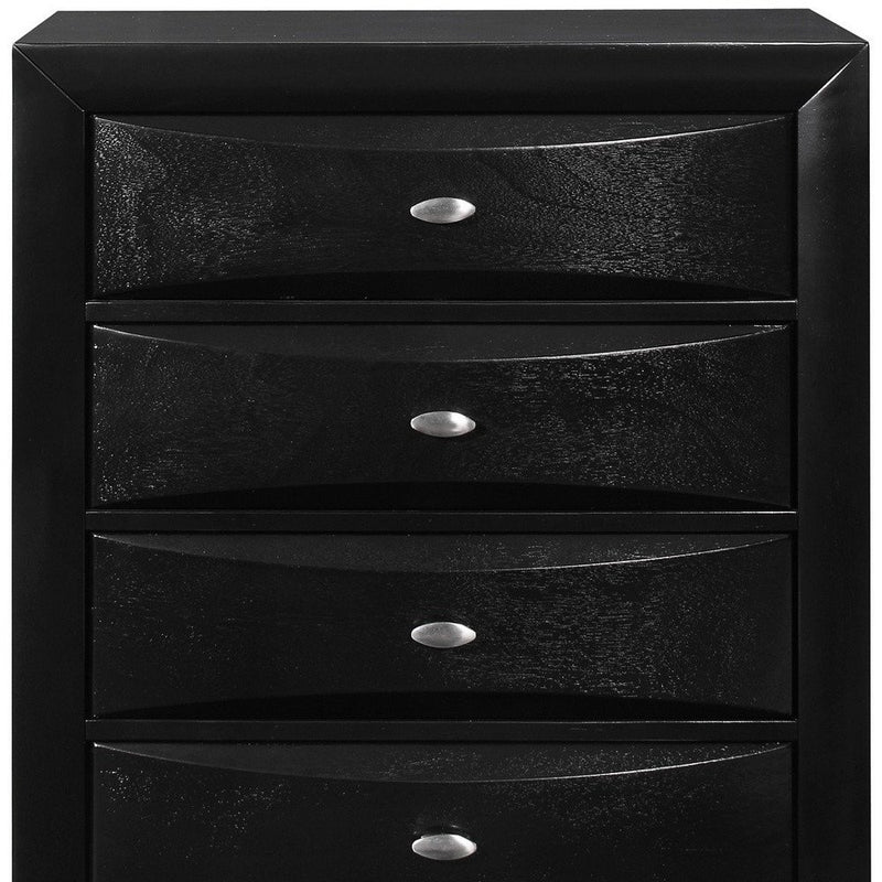 32" Black Solid Wood Five Drawer Dresser
