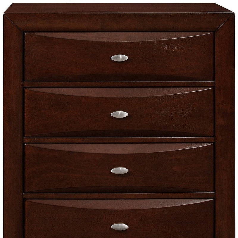 32" Black Solid Wood Five Drawer Dresser